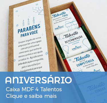 Aniversário Funcionário - Caixa MDF 4 Talentos Personalizada