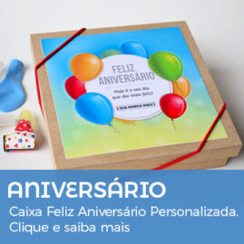 Caixa Feliz Aniversário em MDF Personalizada para presentear seus funcionários.