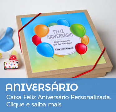 Caixa Feliz Aniversário em MDF Personalizada para presentear seus funcionários.