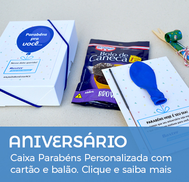 Caixa Parabéns Personalizada (Caixa Kraft ou Branca) para aniversário de funcionário com cartão e balão