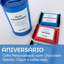 Aniversário Funcionário Cofre Personalizado com Chocolate Talento.