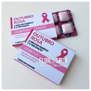 Brinde Outubro Rosa Embalagem Personalizada com Chiclete